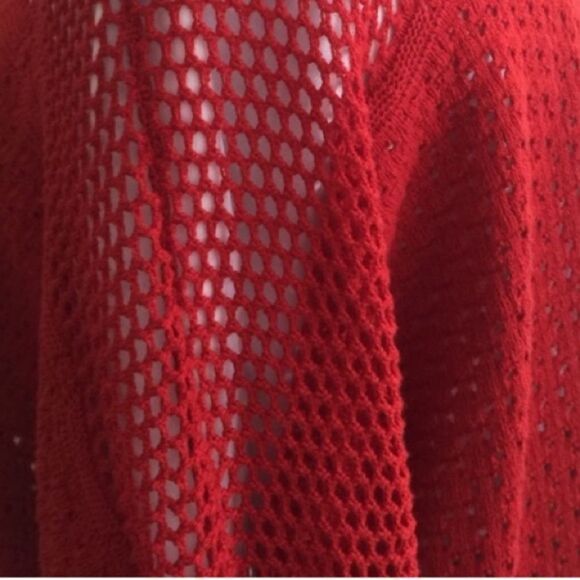 Lucky brand Red knit cardigan with open weave design - Picture 9 of 9